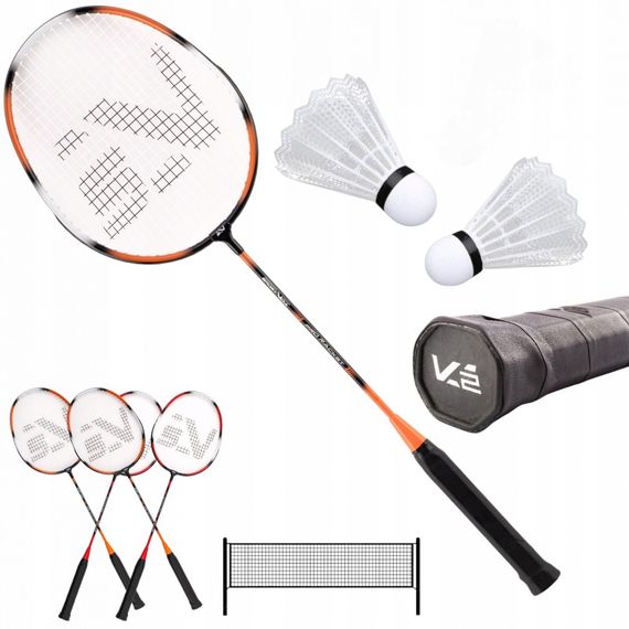Бадмінтон, спідмінтон, сквош Набір для бадмінтону SportVida Pro 4 шт ракетки + 2 шт волани + сітка (SV-SE0003) | Зображення 9