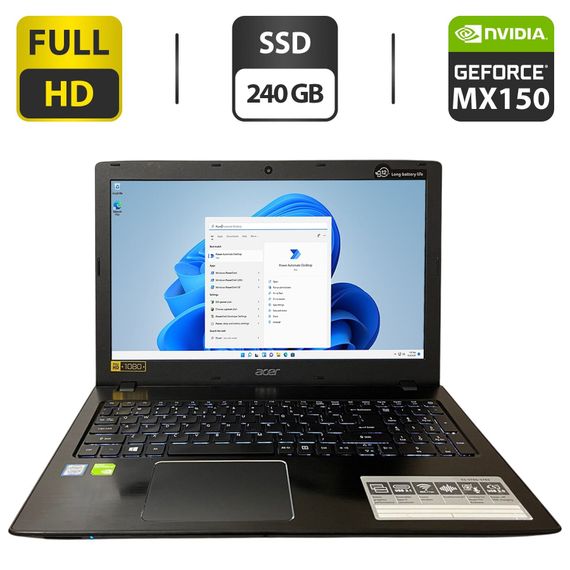 Ноутбук Б-класс Acer Aspire E5-576G-5762 / 15.6" (1920x1080) IPS / Intel Core i5-8250U (4 (8) ядра по 1.6 - 3.4 GHz) / 16 GB DDR3 / 240 GB SSD M.2 / nVidia GeForce MX150, 2 GB GDDR5, 64-bit / WebCam / DVD-ROM б/у