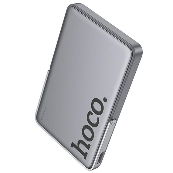Портативний ЗП Power Bank Hoco Q36 Sunlight magnetic suction+holder PD20W з БЗП 5000 mAh Metal grey | Зображення 3