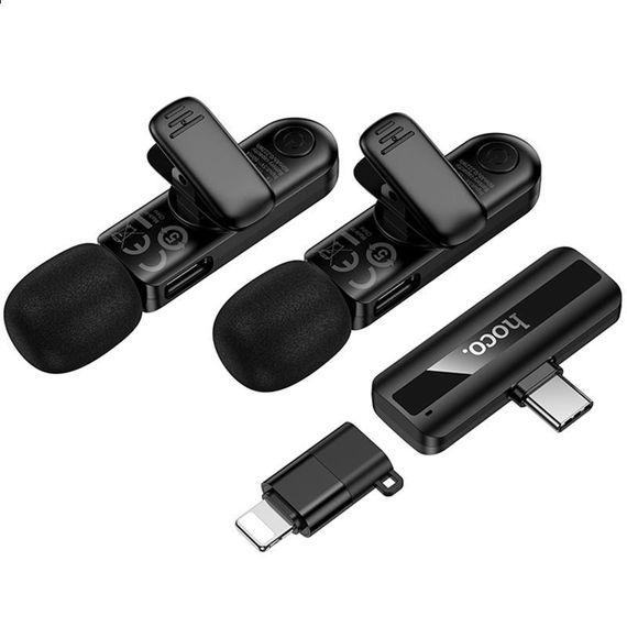 Петличний бездротовий мікрофон Hoco L20A Mini Voice (Lightning/Type-C) 60 mAh Black | Зображення 4