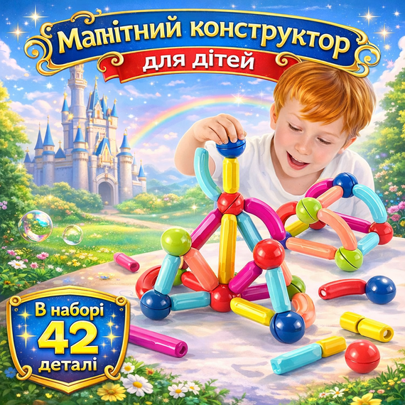 Детский магнитный конструктор 42 элемента
