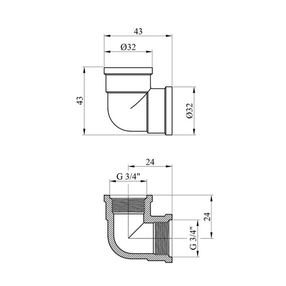 Угольник усиленный LexLine 3/4" ВВ никелированный НК0102-Вн | Зображення 1