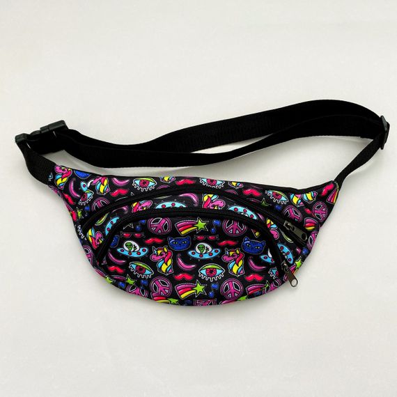 Сумка поясная бананка 4Profi с принтом "Stickers" с двумя отделениями 18224 | Зображення 1