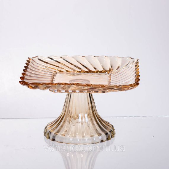 Тортовница стеклянная квадратная на ножке, 16×16 см Коричневая 64486-18