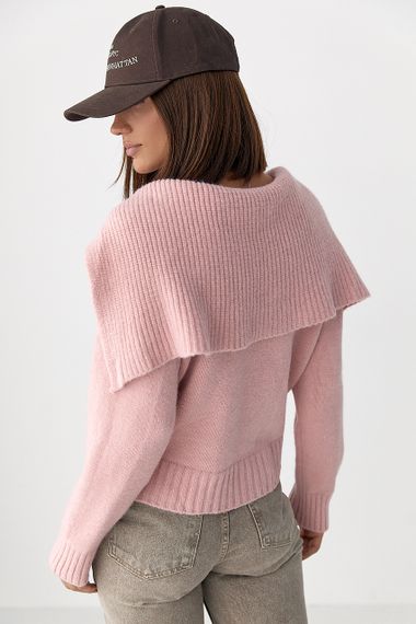 В'язаний укорочений жіночий кардиган на блискавці - пудра цвет, ONE SIZE (є розміри) | Зображення 1