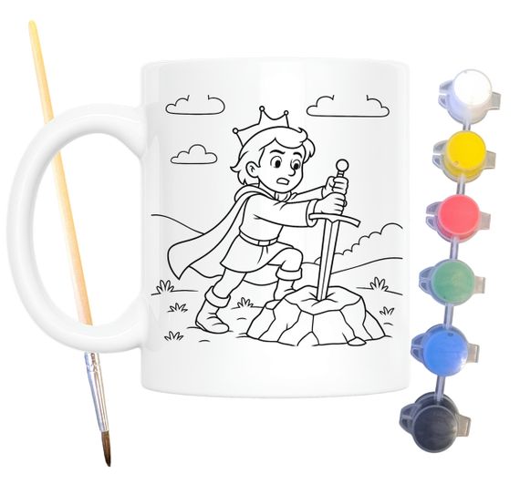 Набор для творчества кружка раскраска по мотивам Король Артур и Экскалибур 330 мл белая (КР0175)