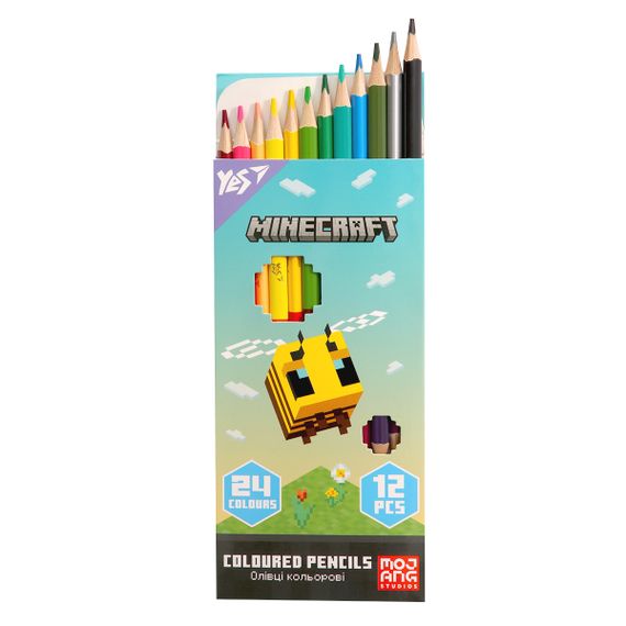 Набір кольорових олівців YES Minecraft Spring 290775 24 кольори 12 шт | Зображення 2