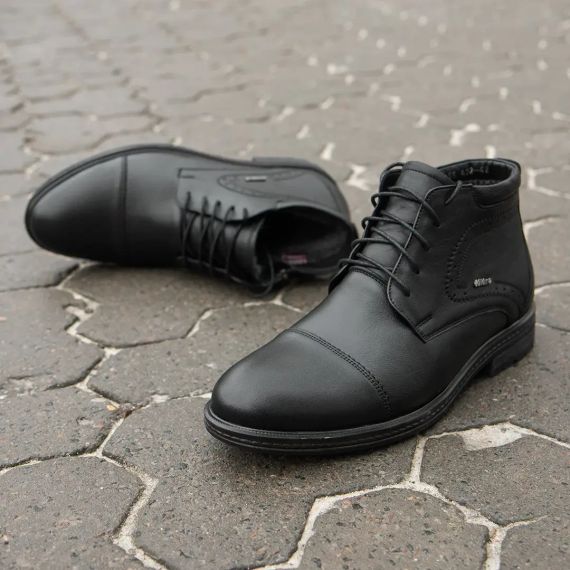 Черные зимние ботинки со шнуровкой и замком 45 размер | Зображення 1