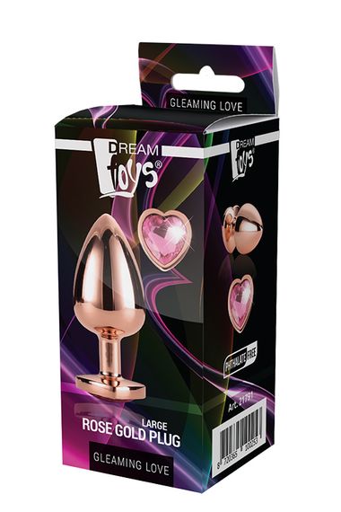 Анальна пробка з серцем GLEAMING LOVE ROSE GOLD PLUG LARGE, Золотий | Зображення 1
