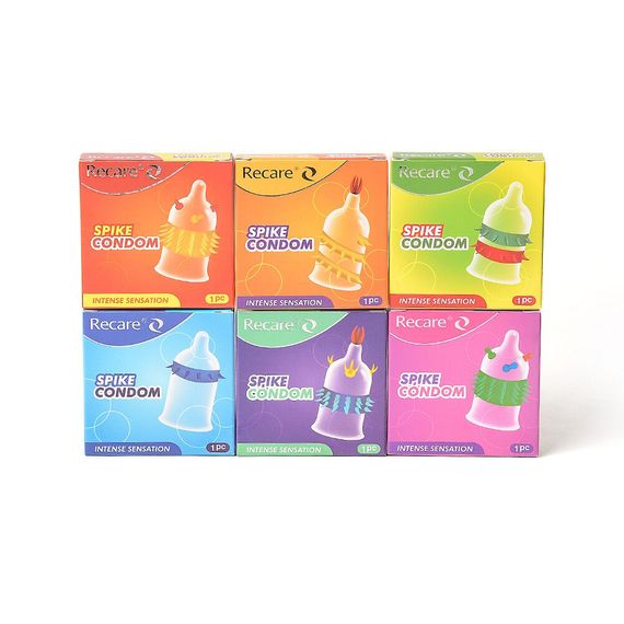 Насадка на член Recare Spike Condom Yellow (презерватив з вусиками та спіраллю шипів) | Зображення 8
