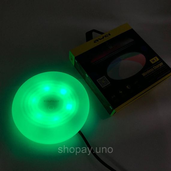 Бездротова зарядка з підсвічуванням 7 кольорів 10W 7 COLOR Awei W7 + WIRELESS CHARGE | Зображення 8