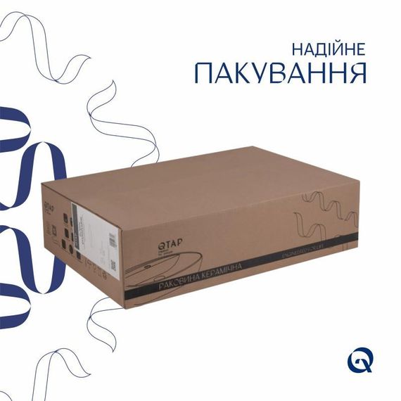 Комплект Qtap Robin: Раковина накладна прамокутна 600x390x150 мм White + Донний клапан PU02 | Зображення 4