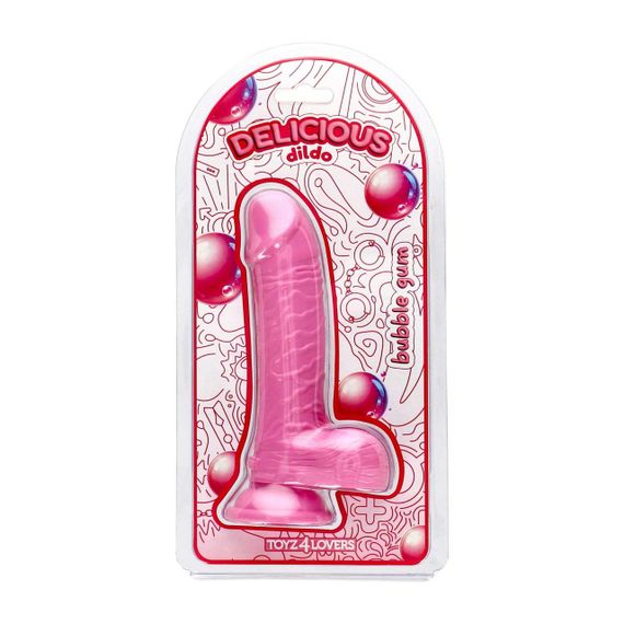 Фалоімітатор з ароматом жуйки - Toyz4lovers Delicious Dildo Bubble Gum, 18 см Sex Aura | Зображення 1