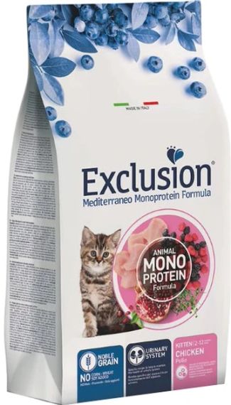 Полнорационный сухой корм Exclusion Kitten Chicken с мясом курицы для котят всех пород 12 кг.
