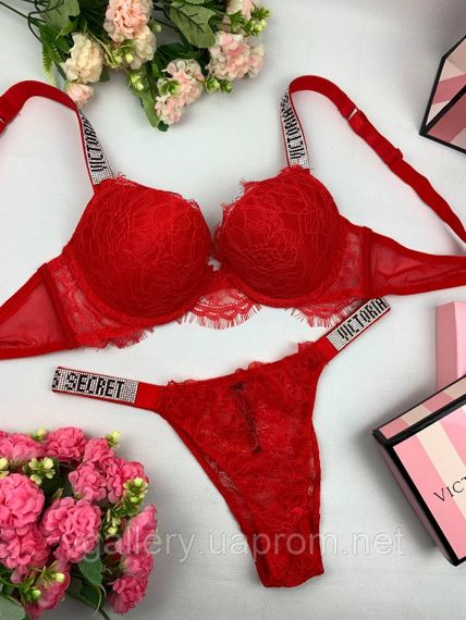 Кружевной комплект Виктория Сикрет со стразами Бюстгальтер На Поролоне, Кружевной Комплект Victoria's Secret | Зображення 6