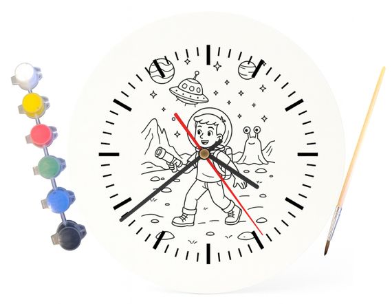 Детский набор для творчества часы раскраска Космос 30 см (Г0045) | Зображення 3