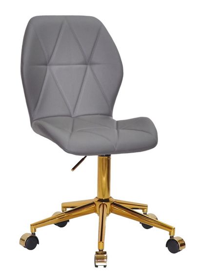 Стул на золотой крестовине c пластиковыми колесами Alby (Алби) GD-Modern Office с мягкой обивкой Кожзам серый 701 | Зображення 1