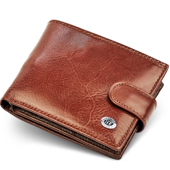 Стильне чоловіче портмоне з натуральної шкіри ST Leather B-MS34 Коричневий