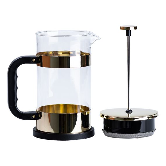 Заварник для чая 1 литр с френч прессом стеклянный Золотой HP33538GL | Зображення 2