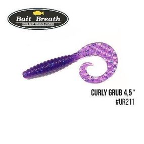 Силіконова приманка, Їстівний силікон Bait Breath Curly Grub 4,5" (8шт) (Ur211 Electric Blue Shad)