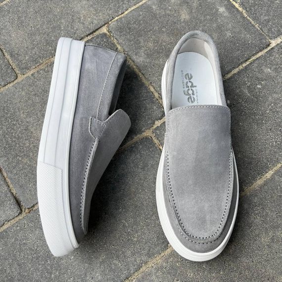 Мужские серые лоферы из натуральной замши 45 размер