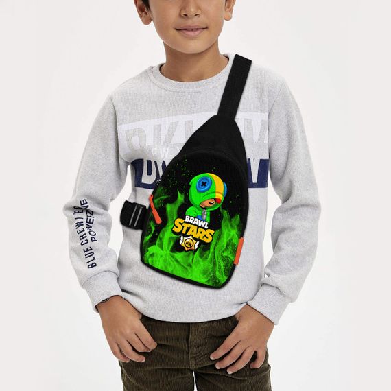 Сумка через плече дитяча Brawl Stars Леон 29х17 см сумка слінг для хлопчика (01928)