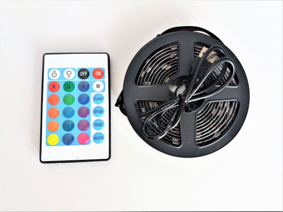 Лента светодиодная RGB 5050 2м с пультом для подсветки телевизора, монитора, мебели от USB | Зображення 2