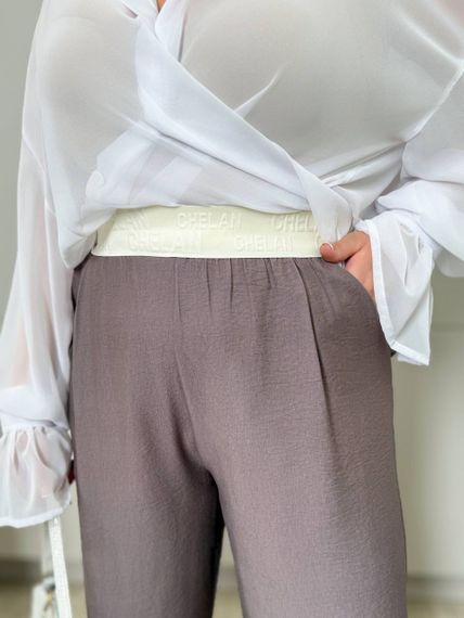 Женские льняные свободные легкие брюки BR1783 цвет мокко, размер 48/50 | Зображення 2