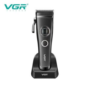 Акумуляторна машинка для стрижки VGR V-880C Black з зовнішнім роторним двигуном, лезами з нержавіючої сталі, 11 насадками та док-станцією (46234-V-880C BLACK_1846)