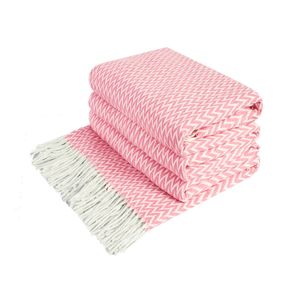 Плед бавовняний зиг-заг рожевий Love You 140 x 200 см