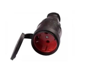 Каучуковое штепсельное гнездо с заземлением с крышкой черное 16A, 250v