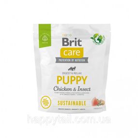 Сухой корм Brit Care Sustainable Puppy для щенков (курица и насекомые), 1 кг