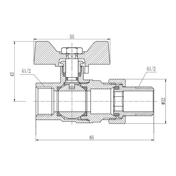 Кран кульовий "Американка" Thermo Alliance Forte 1/2" прямий SF220W15 | Зображення 1