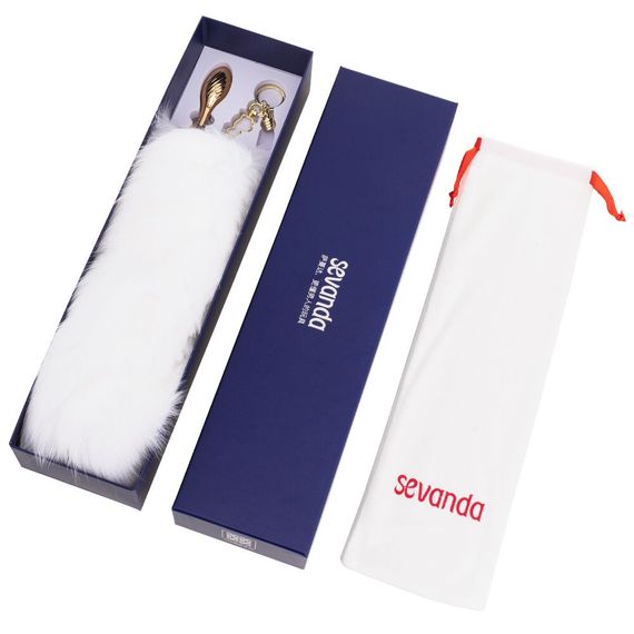 Металева анальна пробка Лисячий хвіст LOCKINK SEVANDA White Fox-Tail Anal Pear-shape Plug | Зображення 7