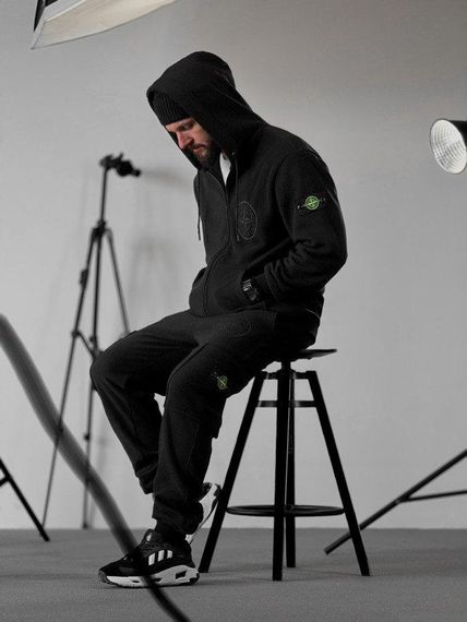 Флисовый спортивный костюм Stone island black ВТ0551 | Зображення 7