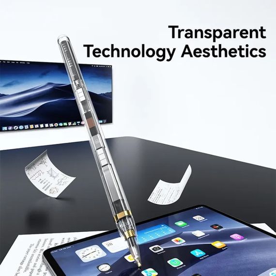 Стилус Usams US-ZB264 Transparent Magnetic Charding Tilt-sensitive Active Touch for iPad Transparent black | Зображення 1