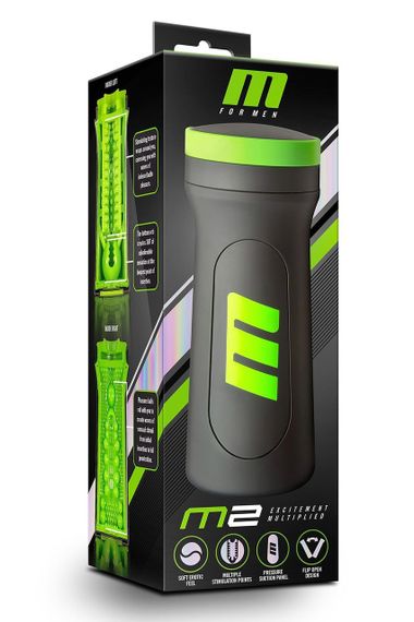 Мастурбатор чоловічий у колбі M FOR MEN M2 Superior Stroker Black — текстурований, з регулятором тиску | Зображення 5
