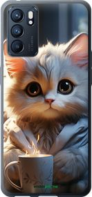 Чохол на Oppo Reno6 5G Білий кіт "5646u-2651-2448"