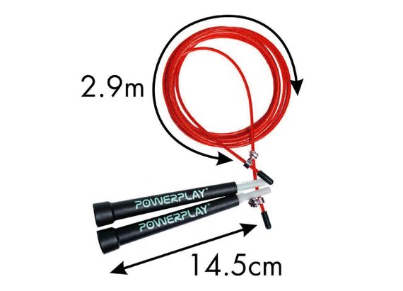 Скакалка швидкісна PowerPlay 4202 Ultra Speed Rope Червона (2,9m.) | Зображення 2
