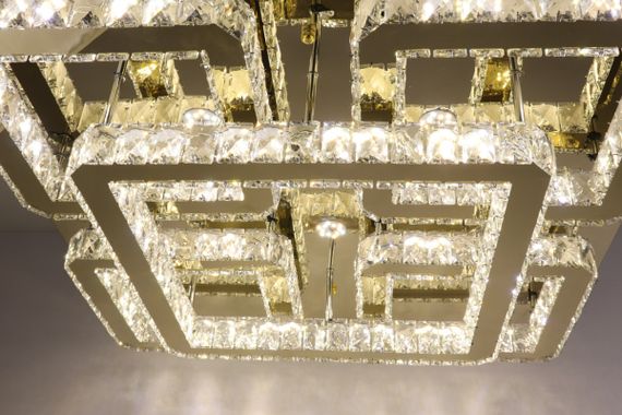 Люстра стельова кришталева LED з пультом 25664 Золото 17х80х80 см. | Зображення 8