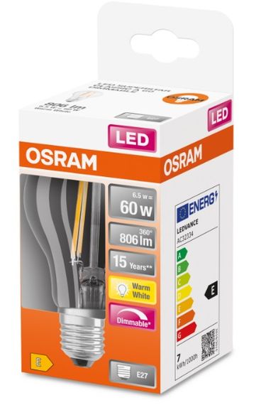 Лампа светодиодная LEDSCLA60D 7W/827 230V FIL E27 10X1OSRAM (4058075115958) | Зображення 3