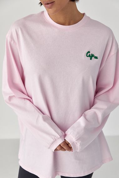 Лонг вільного фасону з написом - рожевий цвет, ONE SIZE (є розміри) | Зображення 3