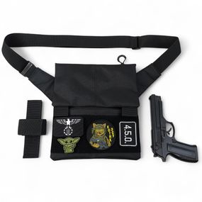 Сумка мессенджер С КОБУРОЙ. Тактическая сумка из ткани, 3 кармана, патч-панель, Cordura