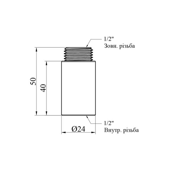 Подовжувач Karro SM 1/2" ВЗ, L=40 мм нікельований | Зображення 1