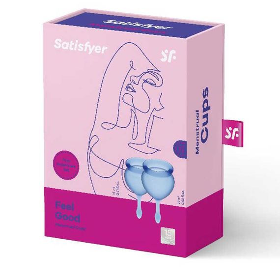Менструальні чаші Satisfyer Feel Good із медичного силікону (15 мл + 20 мл), сині Sex Aura | Зображення 1