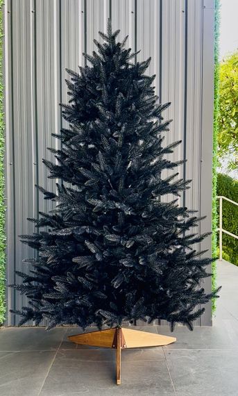 Чёрная новогодняя ёлка искусственная литая Super Classic 180 см с деревянной подставкой | Зображення 1