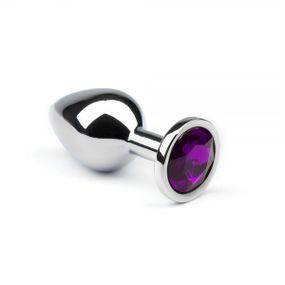 Металева анальна втулка з фіолетовим кристалом Silver Amethyst, L sexstyle