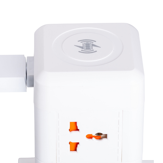 Мережевий фільтр подовжувач 2.8 м з лампою на 6 універсальних розеток з 2 USB, 1 Type-C, бездротова зарядка HP-5-1 | Зображення 5