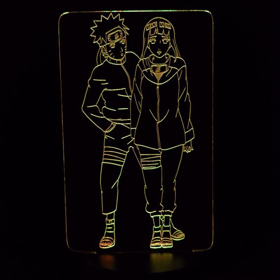 Акриловый светильник-ночник Наруто и Хината желтый tty-n000230