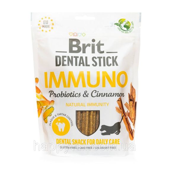 Стоматологические палочки Brit Dental Stick Immuno для собак - с пробиотиками и корицей, 7 шт/уп | Зображення 4